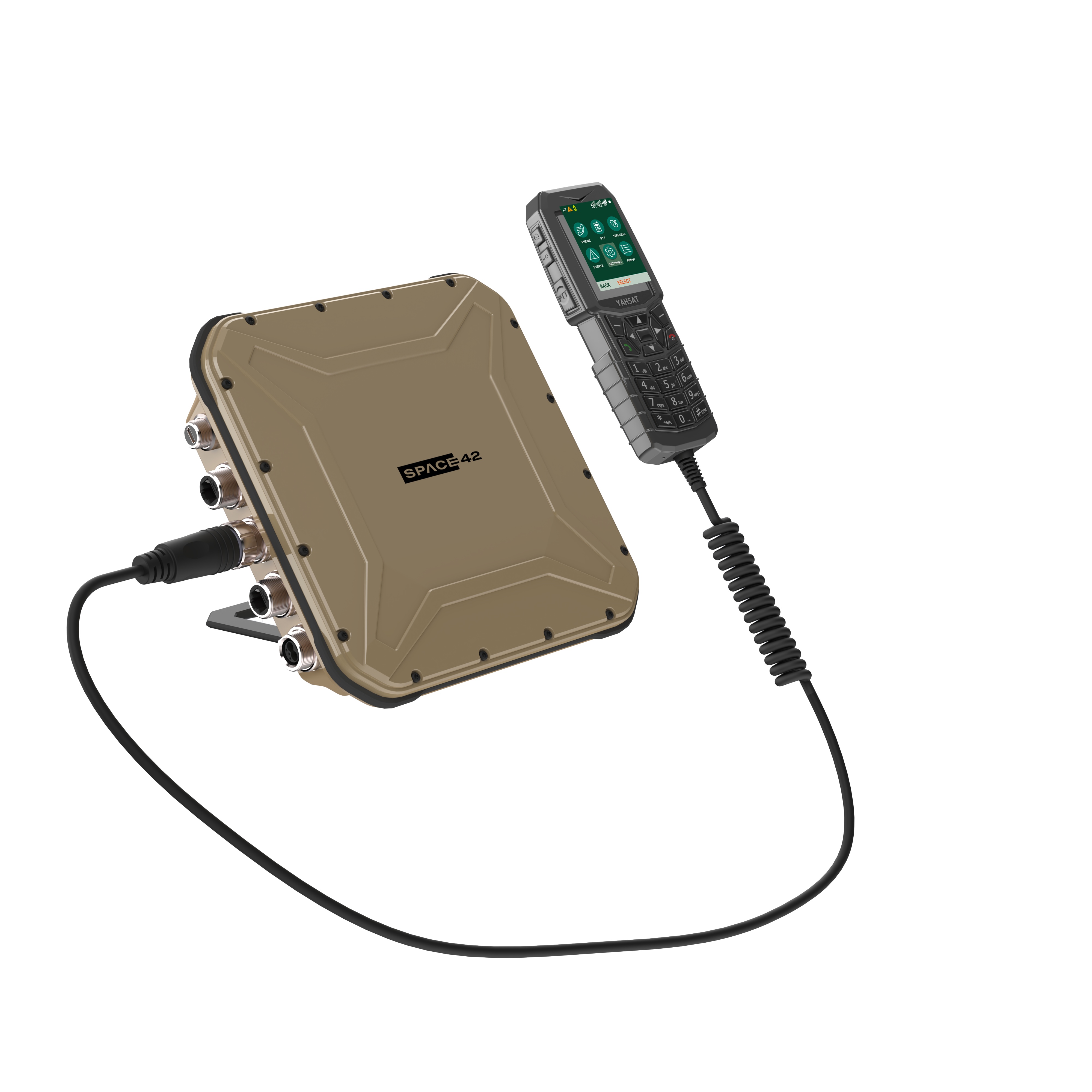 Thuraya IP NEO M avec soldat en équipement tactique Thuraya IP NEO M avec soldat en équipement tactique